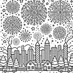 coloriage Feu D’artifice à imprimer pour enfant de 4 ans
