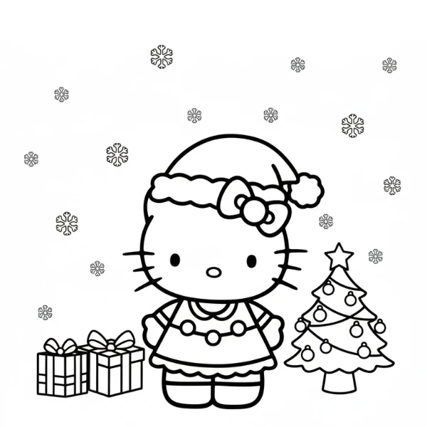 Tranh tô màu Hello Kitty Noël