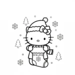 coloriage Hello Kitty Noël à imprimer pour enfant de 9 ans