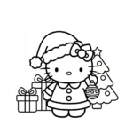 imprimer coloriage Hello Kitty Noël