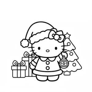 imprimer coloriage Hello Kitty Noël