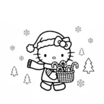 coloriage Hello Kitty Noël a imprimer gratuitement