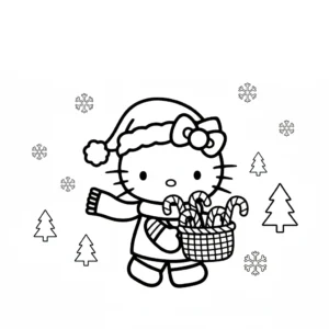 coloriage Hello Kitty Noël a imprimer gratuitement