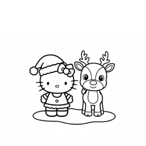 coloriage Hello Kitty Noël à imprimer kawaii