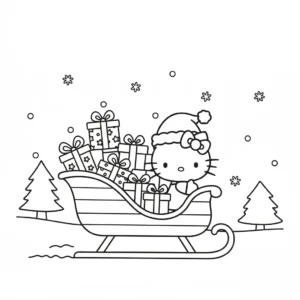 coloriage Hello Kitty Noël pour enfant de 2 ans