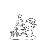coloriage Hello Kitty Noël pour enfant de 10 ans