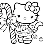 coloriage Hello Kitty Noël à imprimer pour enfant de 3 ans