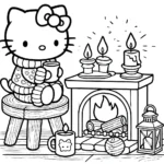 coloriage Hello Kitty Noël à imprimer pdf gratuit