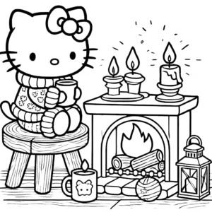 coloriage Hello Kitty Noël à imprimer pdf gratuit