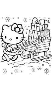coloriage Hello Kitty Noël à imprimer pdf gratuit
