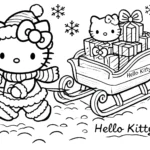 coloriage Hello Kitty Noël pour enfant de 8 ans