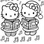coloriage Hello Kitty Noël et decoupage a imprimer gratuit