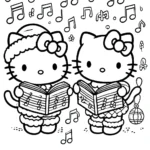 coloriage Hello Kitty Noël à imprimer pour enfant de 4 ans