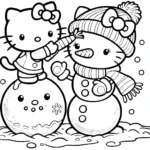 coloriage Hello Kitty Noël pour enfant a imprimer gratuit