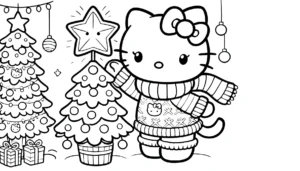 coloriage Hello Kitty Noël à imprimer pdf