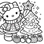 coloriage Hello Kitty Noël pour enfants