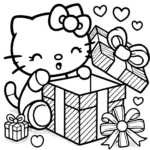 coloriage Hello Kitty Noël pour enfant de 4 ans
