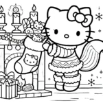 coloriage Hello Kitty Noël pour enfant de 4 ans