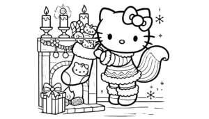coloriage Hello Kitty Noël pour enfant de 4 ans