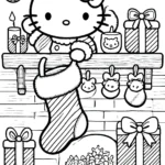 coloriage Hello Kitty Noël pour enfant gratuit