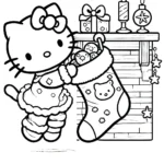 télécharger coloriage Hello Kitty Noël gratuit