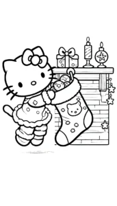télécharger coloriage Hello Kitty Noël gratuit