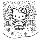 coloriage Hello Kitty Noël pour enfant de 3 ans