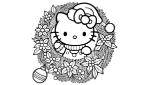coloriage Hello Kitty Noël pour enfant gratuit