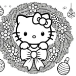 coloriage Hello Kitty Noël à imprimer kawaii