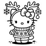 coloriage Hello Kitty Noël pour enfant a imprimer gratuit