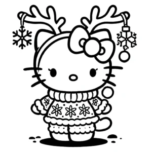coloriage Hello Kitty Noël pour enfant a imprimer gratuit