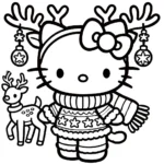 coloriage Hello Kitty Noël à imprimer pdf gratuit