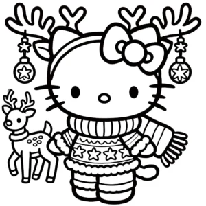 coloriage Hello Kitty Noël à imprimer pdf gratuit