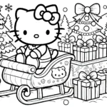 coloriage Hello Kitty Noël à imprimer pour enfant de 7 ans