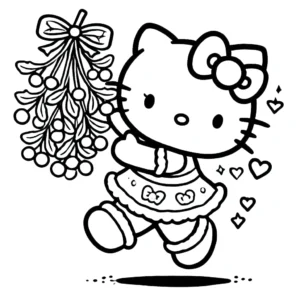 imprimer coloriage Hello Kitty Noël pour enfant