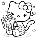 coloriage Hello Kitty Noël à imprimer pour enfant de 6 ans