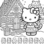 coloriage Hello Kitty Noël pour enfant