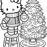 imprimer coloriage Hello Kitty Noël