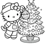 coloriage Hello Kitty Noël à imprimer gratuitement pdf