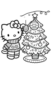 imprimer coloriage Hello Kitty Noël