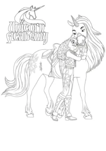 coloriage L’École des licornes à imprimer kawaii