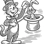a imprimer coloriage Le Chat chapeauté gratuit