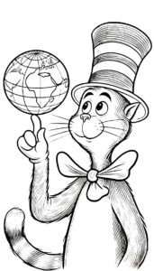 coloriage Le Chat chapeauté à imprimer pour enfant de 3 ans