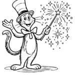 coloriage Le Chat chapeauté pour enfant de 2 ans