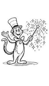 coloriage Le Chat chapeauté pour enfant de 2 ans