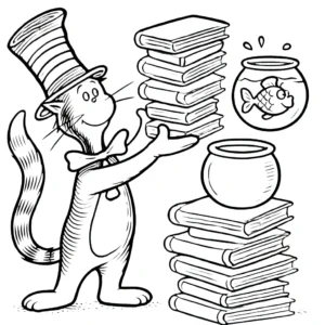 coloriage Le Chat chapeauté pour enfant de à imprimer