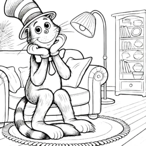 coloriage Le Chat chapeauté pour enfant de 3 ans