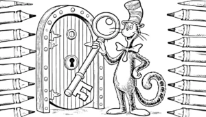 coloriage Le Chat chapeauté et apprentissage