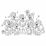 coloriage Le gang chantant des chants de Noël pour enfants a imprimer gratuit