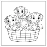 coloriage Les 101 Dalmatiens Bébé dans leur panier pour bebe a imprimer